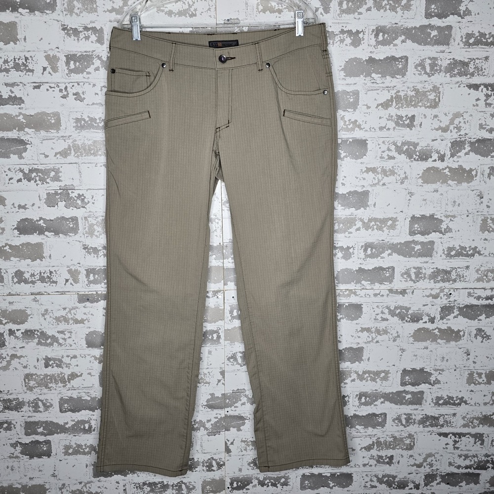 511 Tactical Pants Womens 14R Beige Grid Cotton/Polyester Relaxed Straight Leg